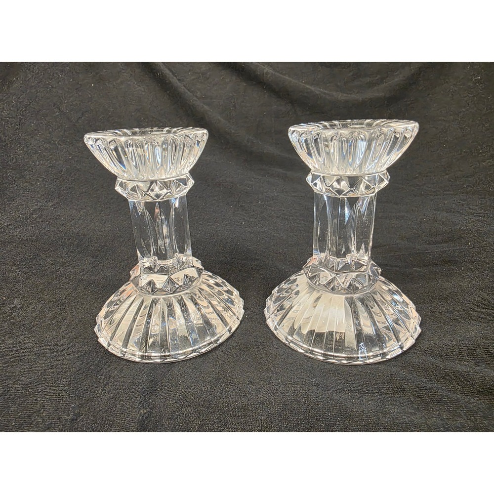 Mikasa Jubilation Crystal Candlestick Holders Set of 2 Austria T 9967-339 4.5in - Picture 1 of 4